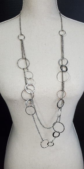 Silver Double  Link Strand 38" Necklace Christmas gift - Picture 3 of 7